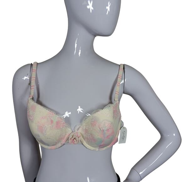 Jessica Simpson Pristine Print 36C Lightly Padded Bra Lace Pink and Beige NWT - Picture 1 of 11